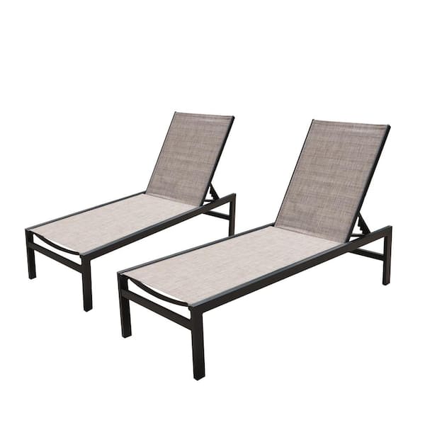KOZYARD Modern Full Flat Aluminum Patio Reclining Adjustable Chaise Lounge with Sunbathing Textilence in Beige