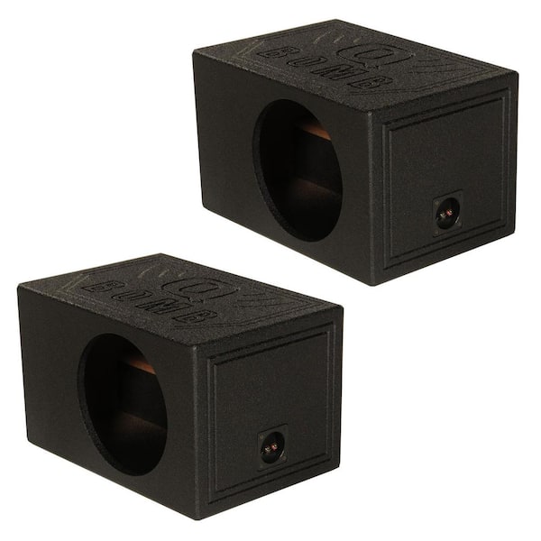 Q-Power QBOMB10VL Single 10 in. Vented Ported Car Subwoofer Box Enclosure (2-Pack)