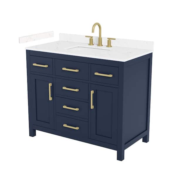 Beckett 42 in. Single Freestanding Dark Blue Bath Vanity with Carrara Cultured Marble Top