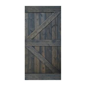 K Series 42 in. x 84 in. DIY Carbon Grey Finished Knotty Pine Wood Barn Door Slab