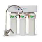 3-Stage Max Flow Under Counter Water Filtration System with Faucet in Brushed Nickel