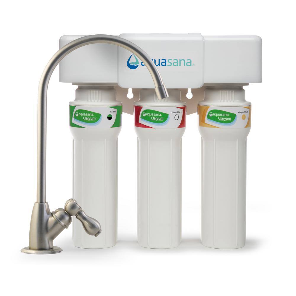 Aquasana 3-Stage Water Filtration System with Faucet in Brushed Nickel 