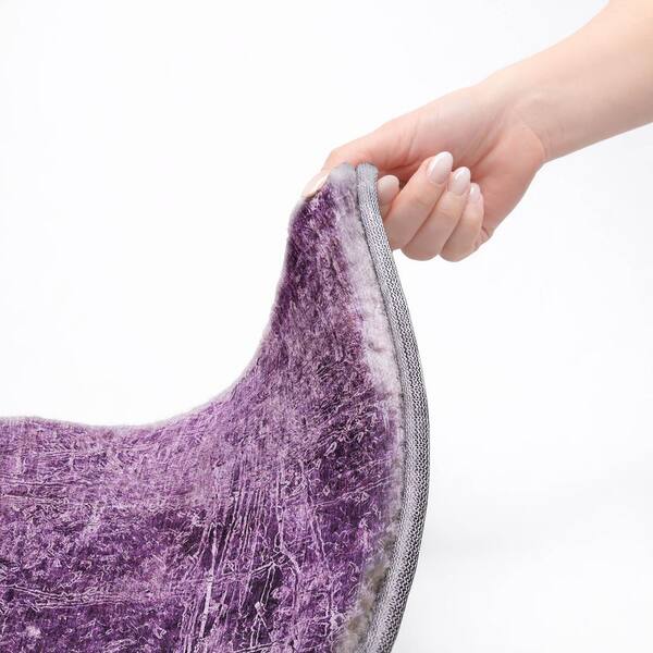 Dream Shag Premium Machine Washable Abstract ADS559 Purple 2 ft. x 7 ft. Runner Rug