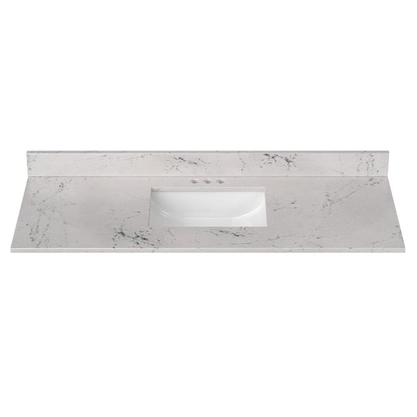 J COLLECTION 55 in. W x 22 in. D Cultured Marble Rectangular Undermount Single Basin Vanity Top in Icy Stone