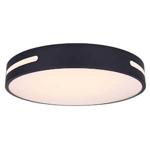 NIVEN 20 in. 1 Light Integrated LED Black Modern Flush Mount with Frosted Acrylic Shade