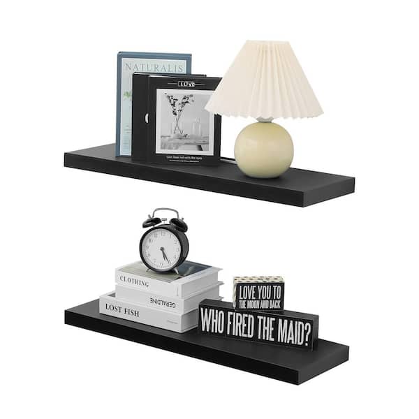 Unbranded 23.6 in. W x 8 in. D Wood Floating Decorative Wall Shelf (Set of 2)