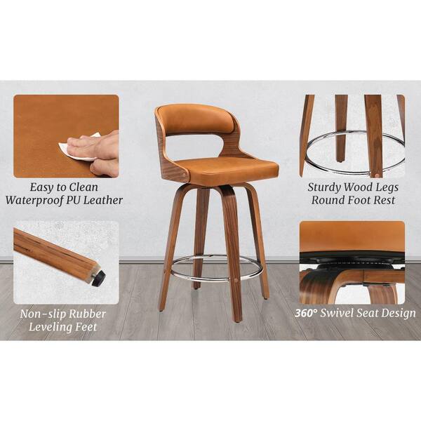 OrangeOne Edwards 26 Brown Faux Leather Swivel Bar