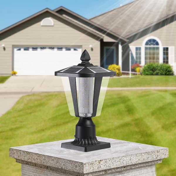 2-Light Black Aluminum Outdoor Weather Resistant Post light Set With LED Light