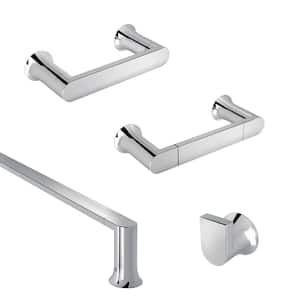 Genta LX 4-Piece Bath Hardware Set with 18 in. Towel Bar, Hand Towel Bar, Robe Hook, and Toilet Paper Holder in Chrome
