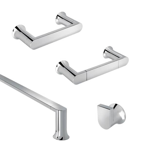 MOEN Genta LX 4-Piece Bath Hardware Set with 24 in. Towel Bar, Hand ...