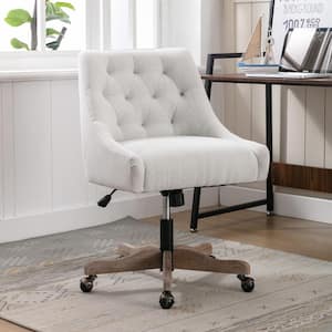 Beige Linen Fabric Upholstered Armless Office Chairs