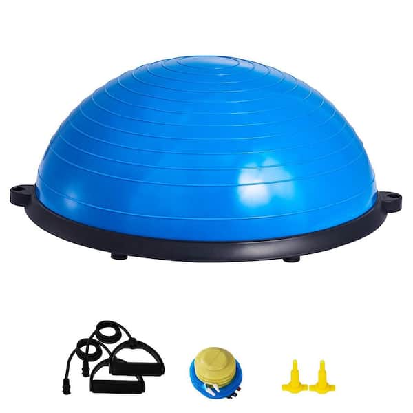 Half Exercise Ball Trainer, 23 in. Balance Ball, 660 lbs. Capacity with Resistance Bands and Pump, for Home Gym, Blue