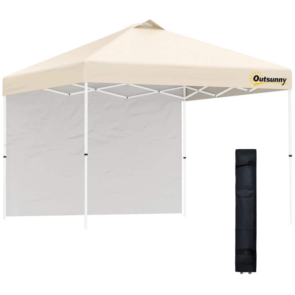 10 ft. x 10 ft. Pop Up Canopy in Beige with 1-Removable Sidewall and Wheeled Carry Bag for Outdoor, Garden, Patio price history on PriceWatchPro