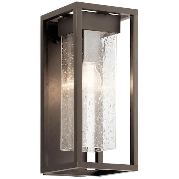 Mercer 16 in. 1-Light Olde Bronze Outdoor Hardwired Wall Lantern Sconce with No Bulbs Included (1-Pack)
