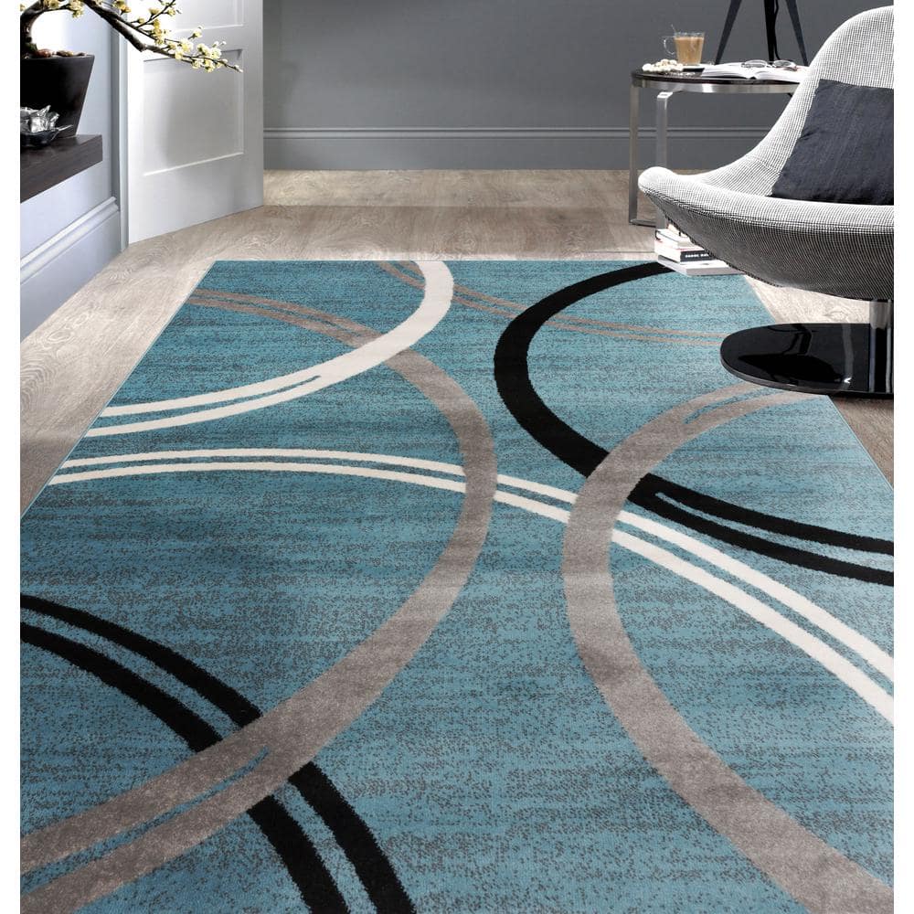 Toscana Blue 4 ft. x 6 ft. Modern Abstract Circles Indoor Area Rug price history on PriceWatchPro