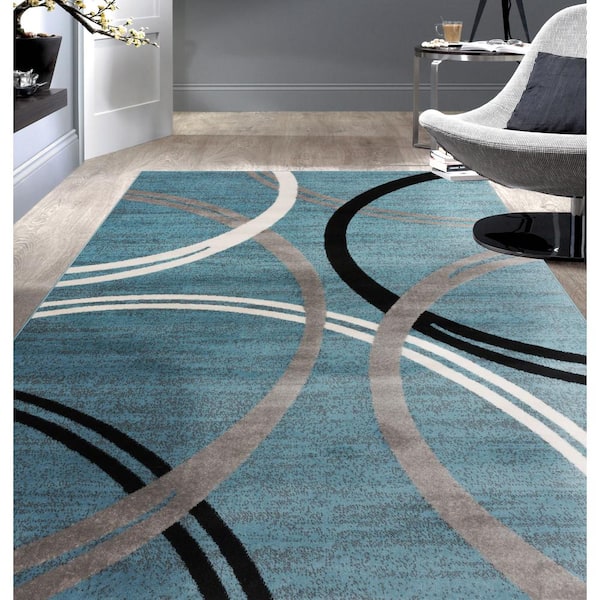 Toscana Blue 4 ft. x 6 ft. Modern Abstract Circles Indoor Area Rug