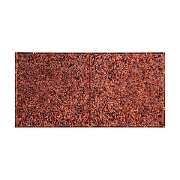 Fasade Hammered 2 ft. x 4 ft. Glue Up PVC Ceiling Tile in Moonstone Copper
