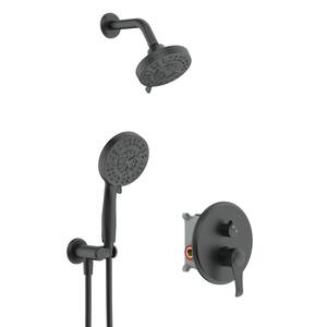 Single Handle 9-Spray Shower Faucet 1.8 GPM with Easy to Install 5 in. Shower Head Wall Mount with Hand Shower in Black