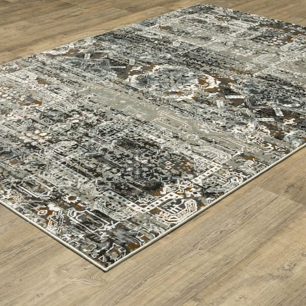 Galleria Charcoal 8 ft. x 11 ft. Oriental Medallion Polyester Indoor Area Rug