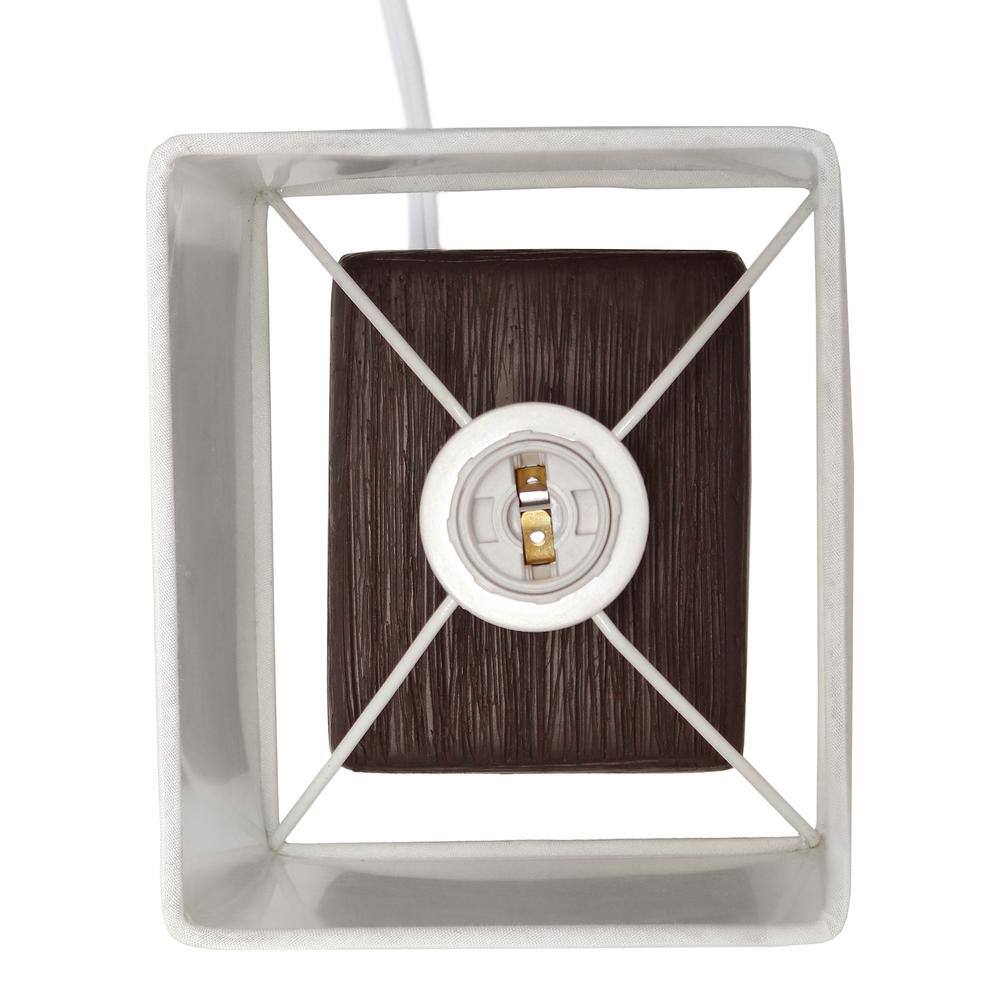 Petite Brown Faux Stone Table Lamp with White Fabric Shade