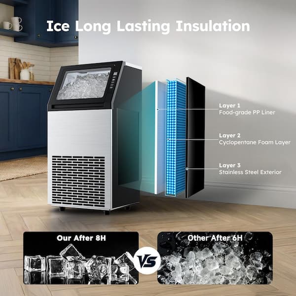 EUHOMY 17 in. 100 lbs./24H CommeRCial Ice Maker 16 lbs. storage