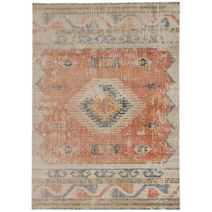 Puissantt Zero Barlow Ivory and Rust 8 ft. x 10 ft. Area Rug