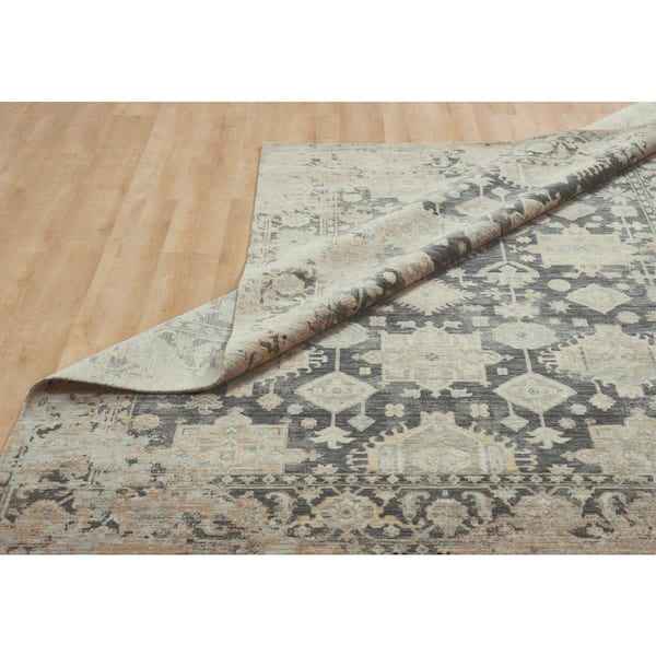Blooma 2 ft. x 3 ft. Charcoal Brown/Grey Abstract Washable Area Rug