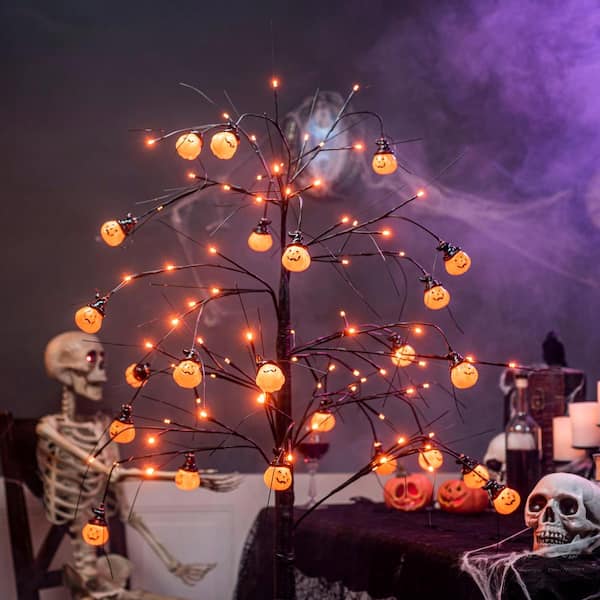 Joiedomi 6 ft. Orange Pumpkin LED Spooky Tree, Indoor Outdoor ...