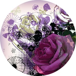 Falkirk Airdrie Abstract Peel and Stick Girly Pink Rose Circular Wall Mural