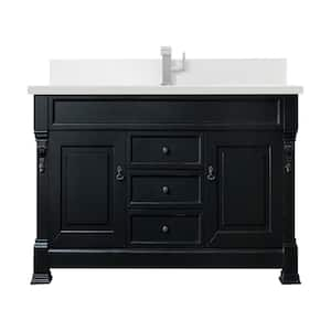 Brookfield 60.0 in. W x 23.5 in. D x 34.3 in. H Single Bathroom Vanity in Antique Black with White Zeus Quartz Top