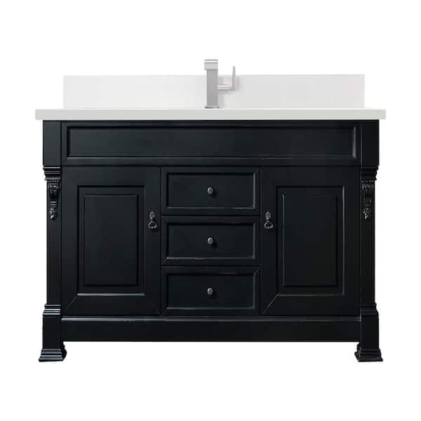 James Martin Vanities Brookfield 60.0 in. W x 23.5 in. D x 34.3 in. H Single Bathroom Vanity in Antique Black with White Zeus Quartz Top