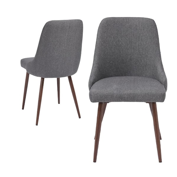 Unbranded Oslo Gray/Wooden Metal Printing Polyester Upholstery Dining Chair (Set of 2)
