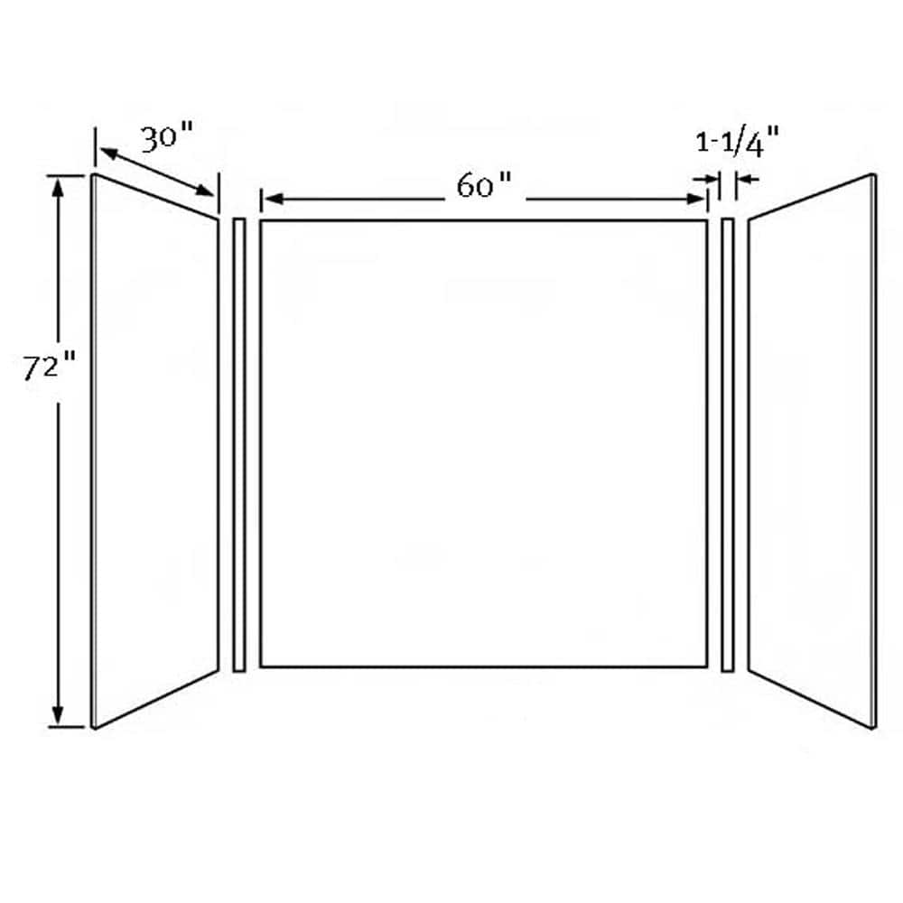Bisque Solid Surface Alcove Bathtub Wall Kit with Smooth Matte Finish