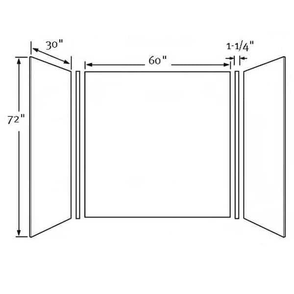 30 in. x 60 in. x 72 in. 3-Piece Easy Up Adhesive Tub Wall in Bisque