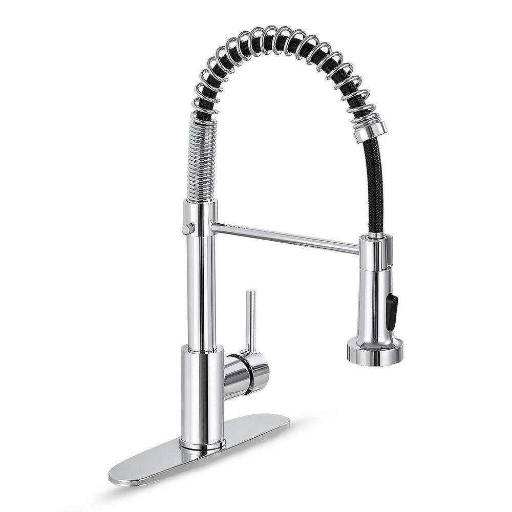 Polished Chrome 17.7 in. H Pull Out Sprayer Kitchen Faucet with Advanced Spray Single Handle Faucet 1 or 3-Hole price history on PriceWatchPro