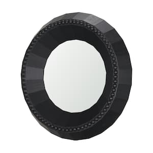 Ranela 30 in. W x 30 in. H Round Black Beaded Wooden Wall Mirror