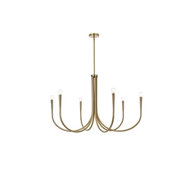 Unbranded 42 in. Home Living 6-Light Gold Chandelier with no Bulbs Included