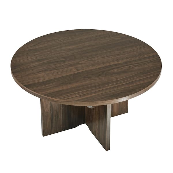 Sudzendf 35.8 in. W Modern Nordic style Wood Coffee Table in Natural Walnut