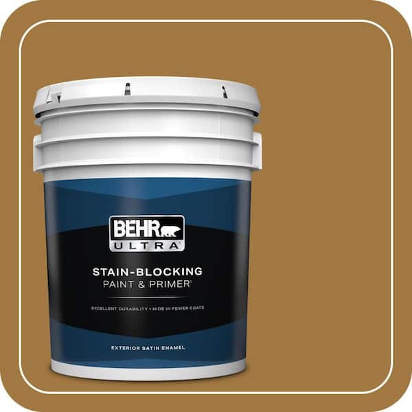 BEHR ULTRA 5 gal. #310F-6 Goldenrod Tea Satin Enamel Exterior Paint & Primer