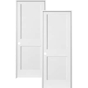 32 in. x 80 in. Shaker Primed MDF 2-Panel Door (2-Pack)