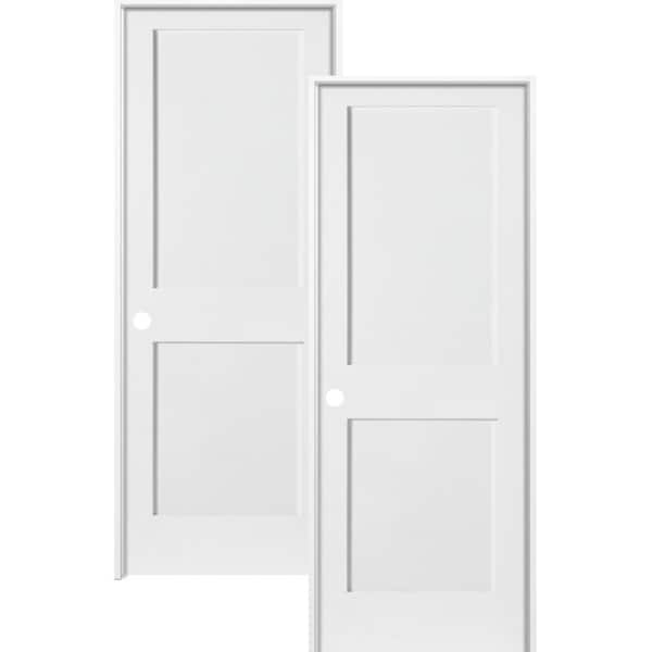 Krosswood Doors 32 in. x 80 in. Shaker Primed MDF 2-Panel Door (2-Pack)
