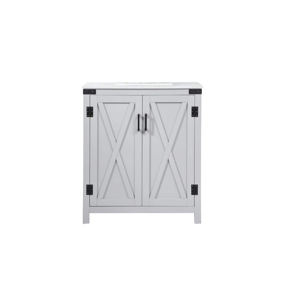 Timeless Home 19 in. W x 30 in. D x 34 in. H Bath Vanity in Grey with Ivory
