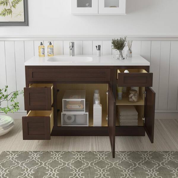Vanity Art 51 in. W x 21 in. D x 32.5 in. H Bath Vanity Cabinet without Top in Brown