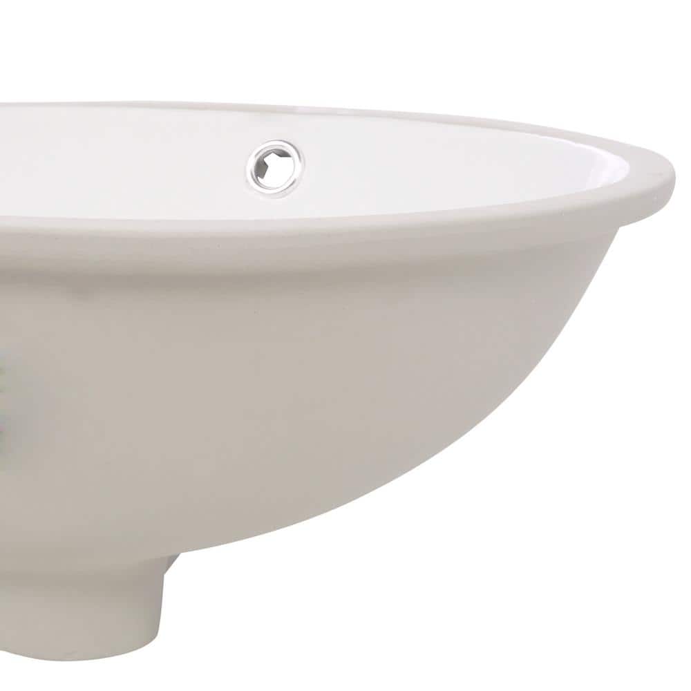 18'' Beige and White Vitreous China Oval Undermount Sink