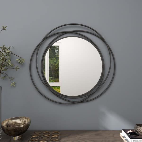 Litton Lane 41 in. W x 41 in. H Gray Multiple Rings Wall Mirror