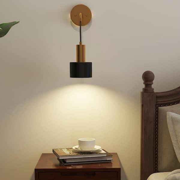 4.7 in. 1-Light Vintage Cordless Sconces Black Wall Lighting with Remote (Set of Two)