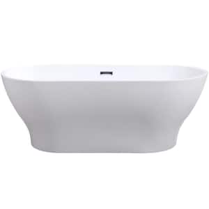 67 in. Acrylic Center Drain Oval Flat Bottom Freestanding Bathtub in White