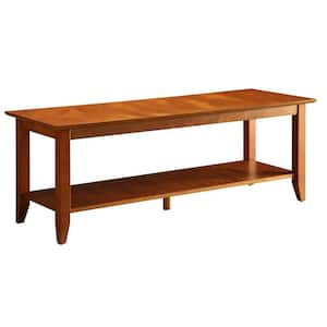 American Heritage 48 in. Cherry Large Rectangle Wood Coffee Table with Shelf