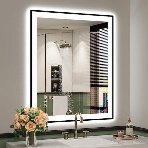 30 in. W x 36 in. H Rectangular Framed Front and Back LED Lighted Anti-Fog Wall Bathroom Vanity Mirror in Tempered Glass