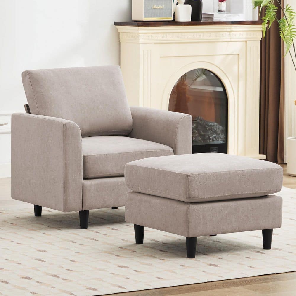 Jearey Florence Mid-Century Linen Fabric Accent Arm Chair Jearey Florence Mid-Century Linen Fabric Accent Arm Chair